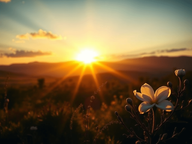 Un amanecer en el campo mostrando una flor abriéndose inspirado en el blog de Araceli López Echando un vistazo a… “MORIR Y RENACER”