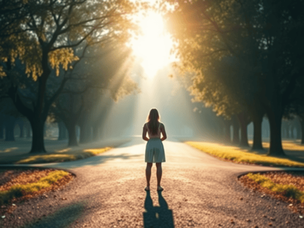 Camino abierto entre árboles, representando liberación y paz